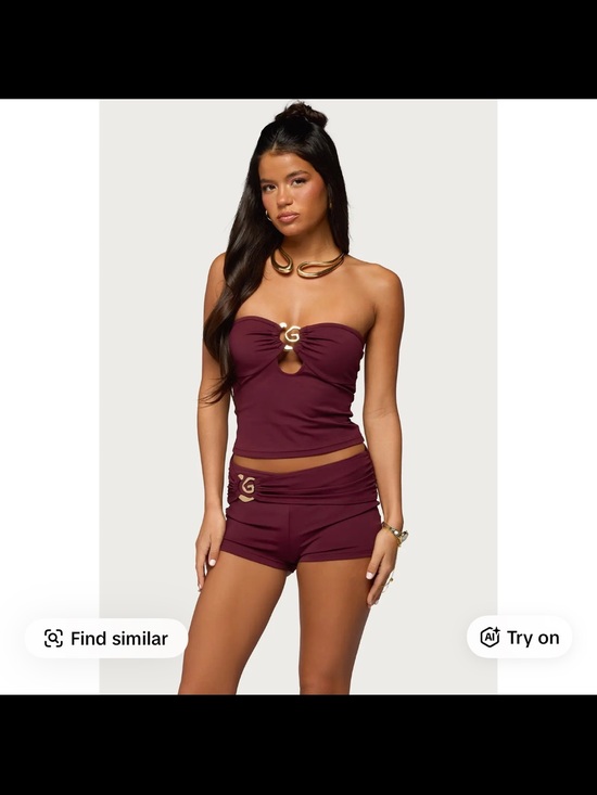 Edikted Tops - Edikted Burgundy Strapless Cutout Tank